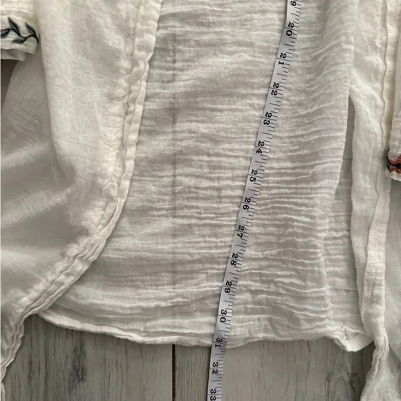 Cost Plus World Market Cream Floral Embroidered Robe Boho - Picture 8 of 10